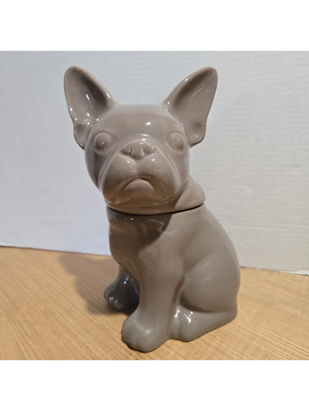 French Bulldog Cookie Jar Stoneware Frenchie Dog Treats Canister 10.5x5.25x6